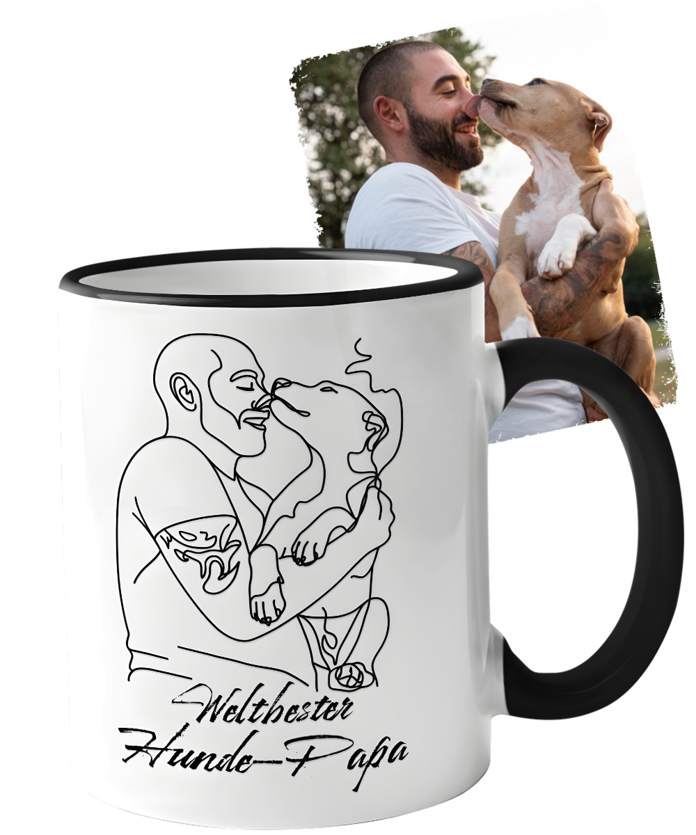 Deine Idee, unser Strich- Weiße Keramiktasse 325 ml mit Farbe an der Innenseite